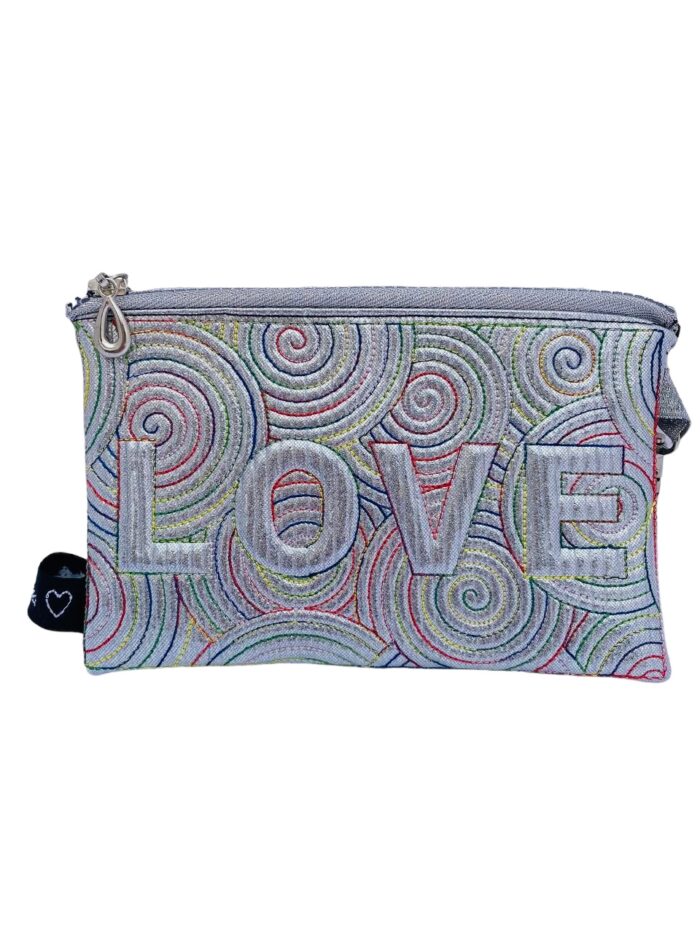 Monedero portatodo Loveshine color plata stripes multicolor - Imagen 2