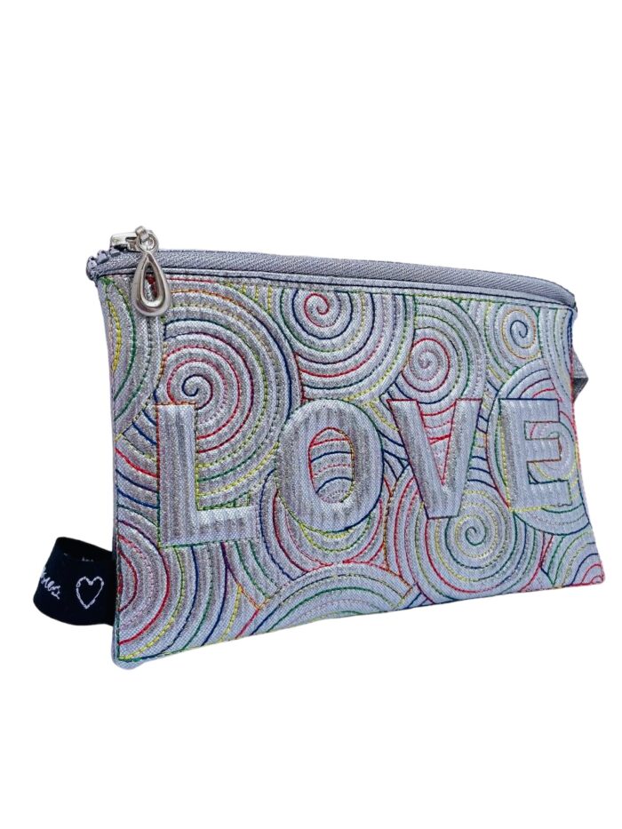 Monedero portatodo Loveshine color plata stripes multicolor - Imagen 3
