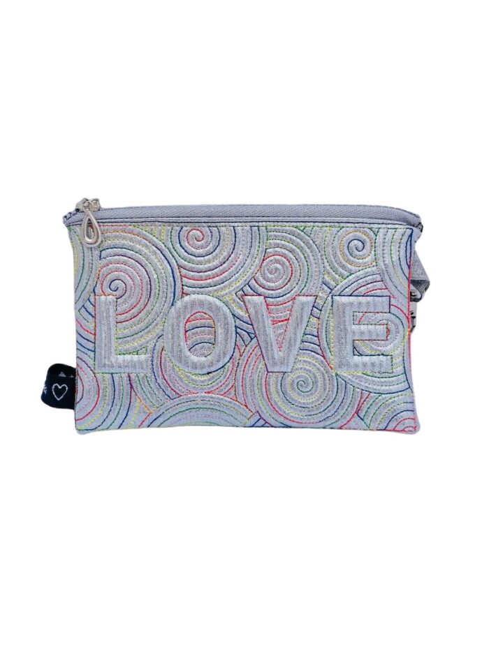 Monedero portatodo Loveshine color plata stripes multicolor