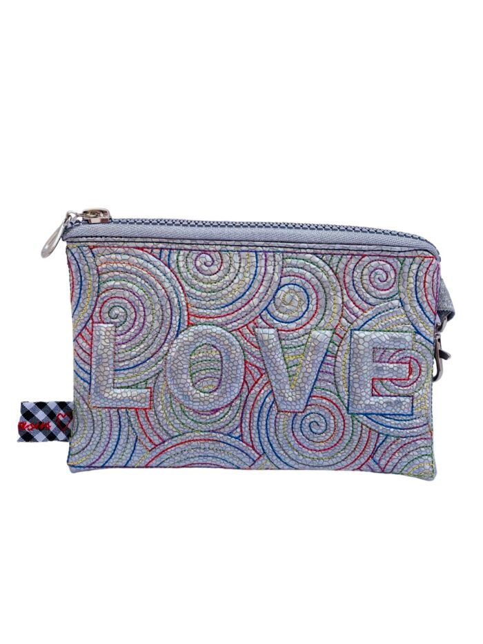 Monedero portatodo Loveshine color plata escamas multicolor