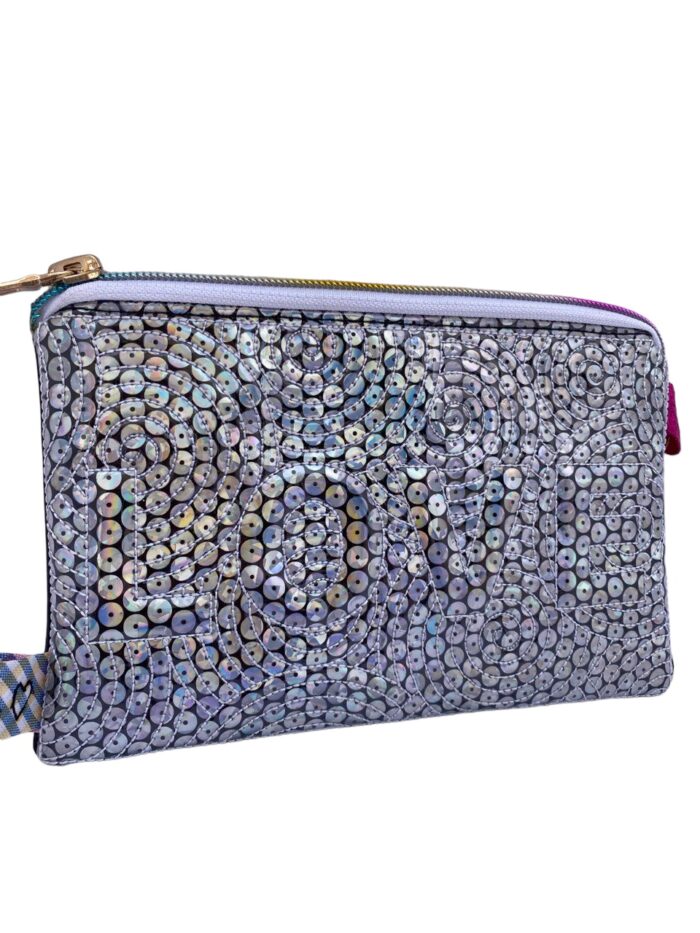 Monedero portatodo Loveshine color plata lentejuela - Imagen 2