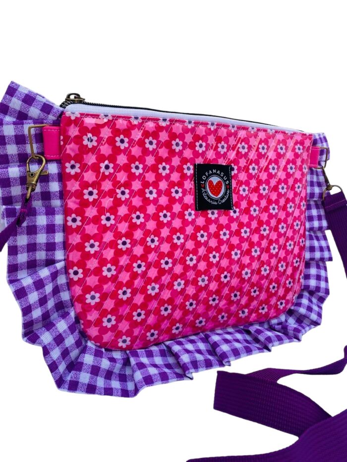Bolso Retroflower color Fucsia y Morado - Imagen 3